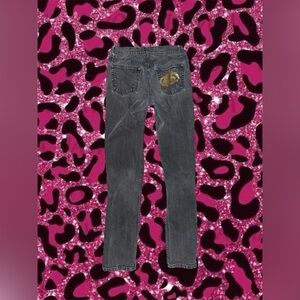 2010s grey denim jeans with gold pocket sparkles